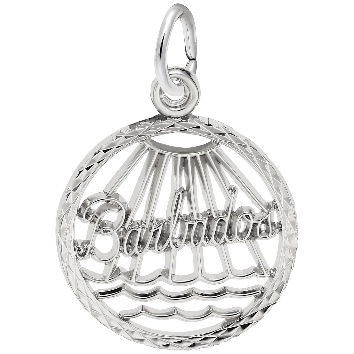 Barbados Faceted Charm - Metal - Sterling Silver