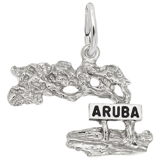 Aruba Cypress Tree Charm - Metal - Sterling Silver