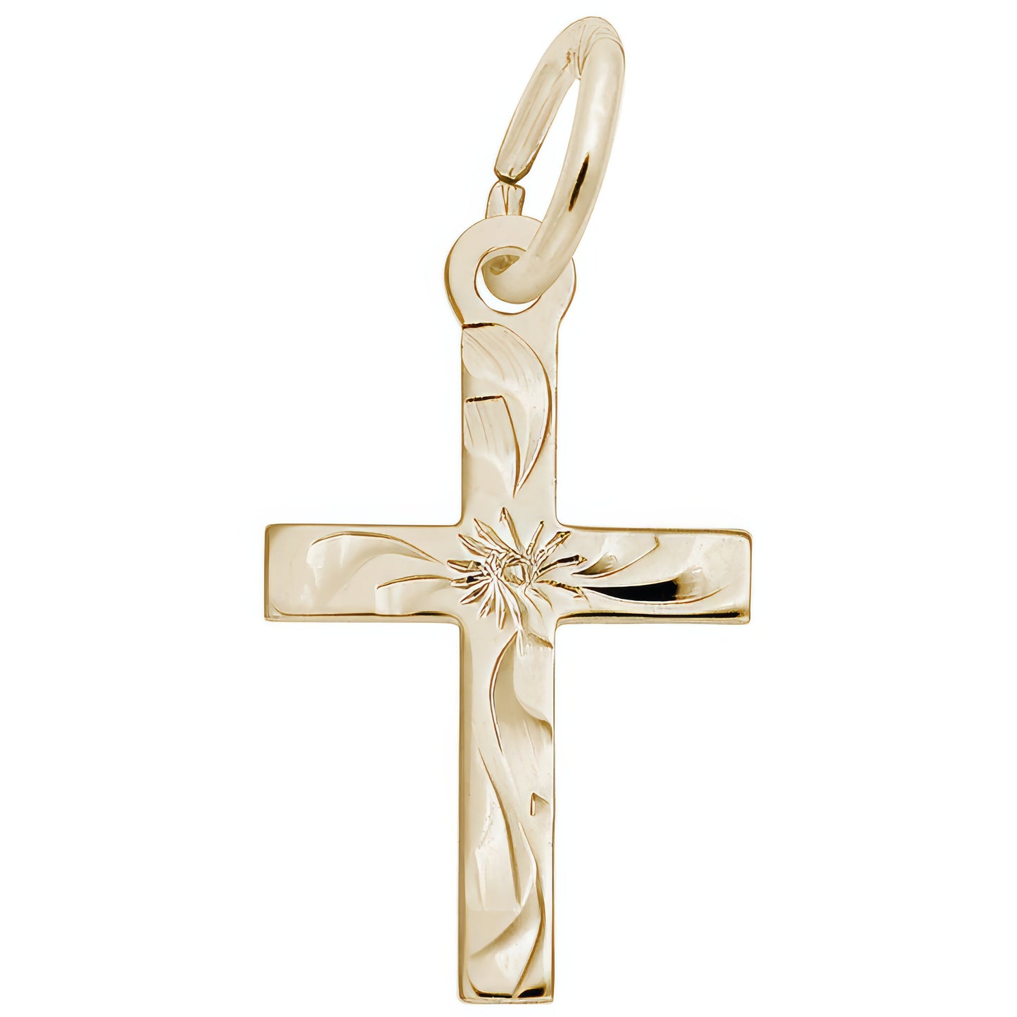 Small Flare Design Cross Charm - Metal - Sterling Silver