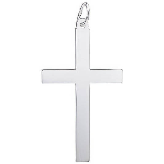Extra Large Plain Cross Charm - Metal - Sterling Silver