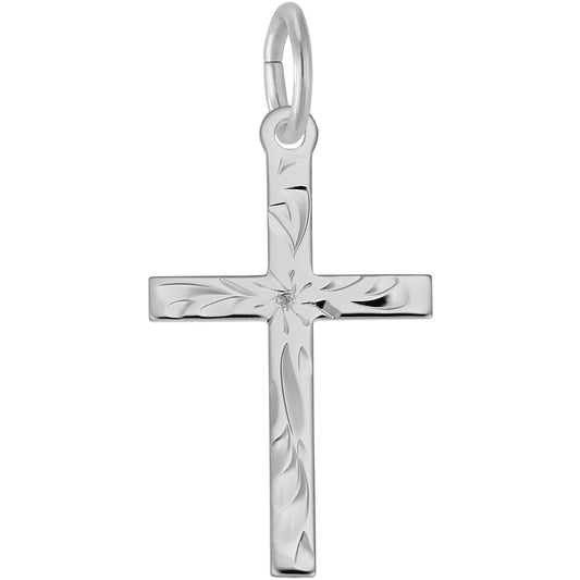 Medium Flared Cross Charm - Metal - Sterling Silver