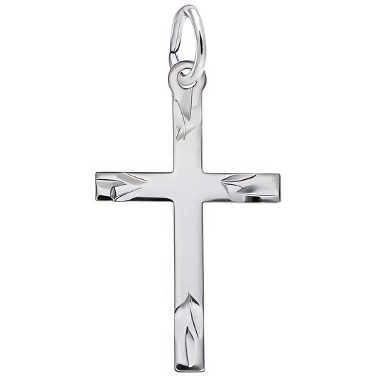 Medium Flared Ends Cross Charm - Metal - Sterling Silver
