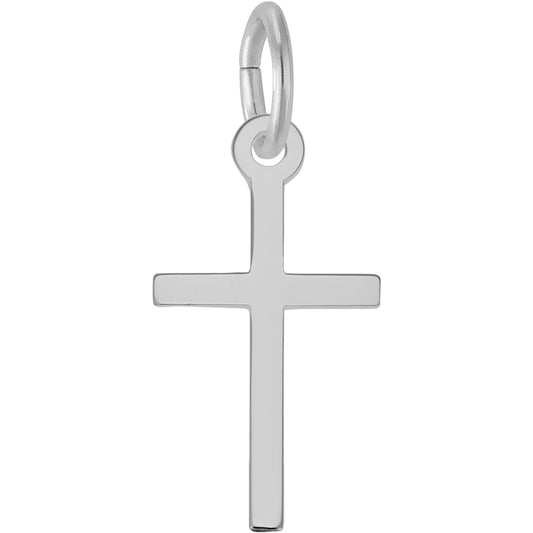 Small Thin Cross Charm - Metal - Sterling Silver