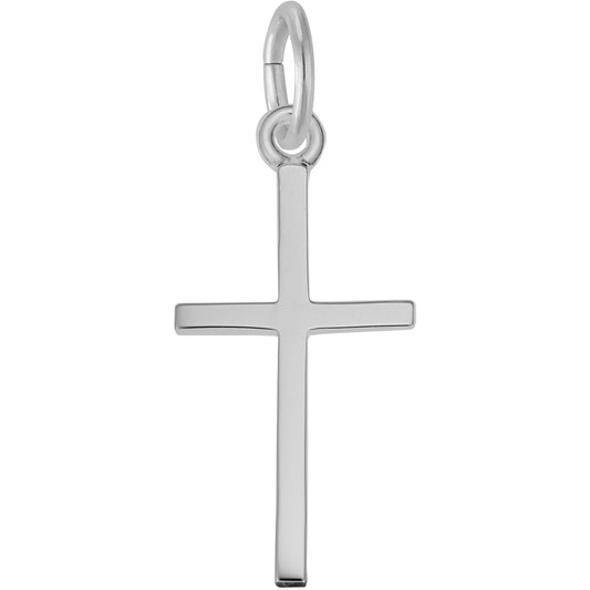 Medium Thin Cross Charm - Metal - Sterling Silver