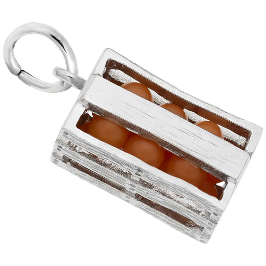 Orange Crate Charm - Metal - Sterling Silver
