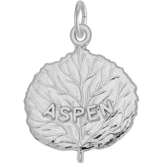 Aspen Leaf Charm - Metal - Sterling Silver