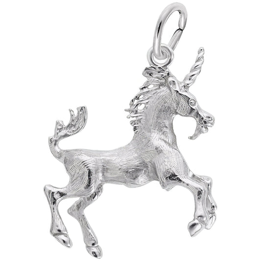 Prancing Unicorn Charm - Metal - Sterling Silver