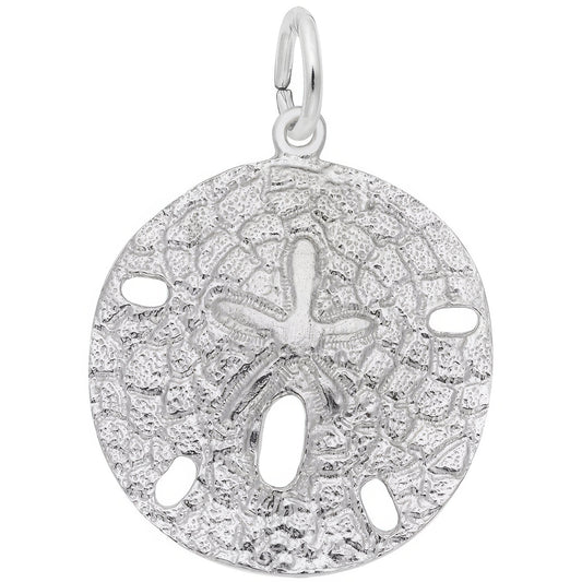 Large Sand Dollar Charm - Metal - Sterling Silver