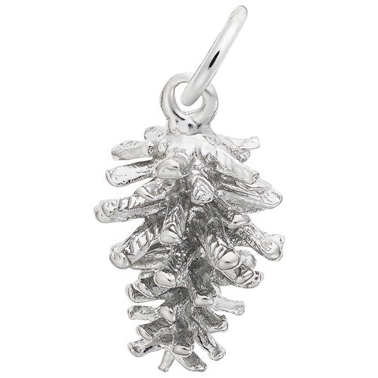 Pine Cone Charm - Metal - Sterling Silver