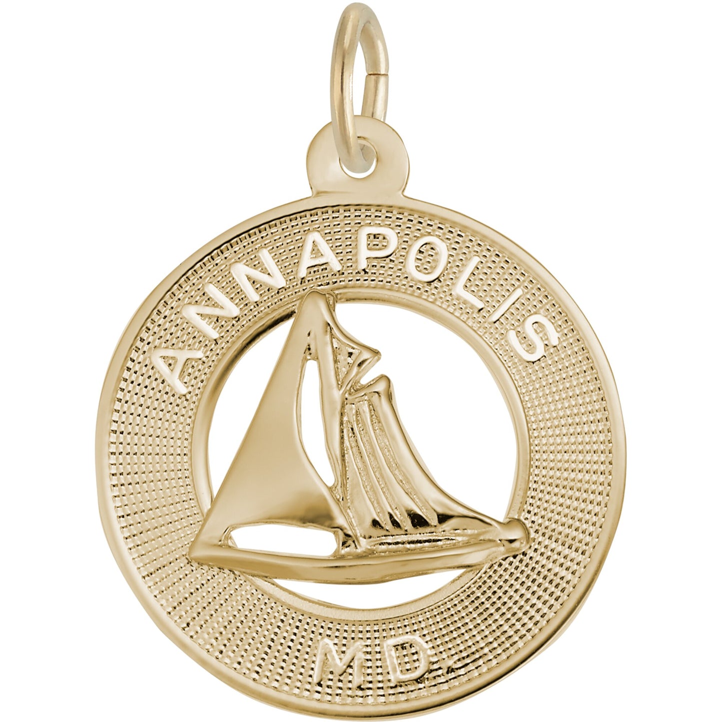 Annapolis MD Sailboat Ring Charm - Metal - Sterling Silver