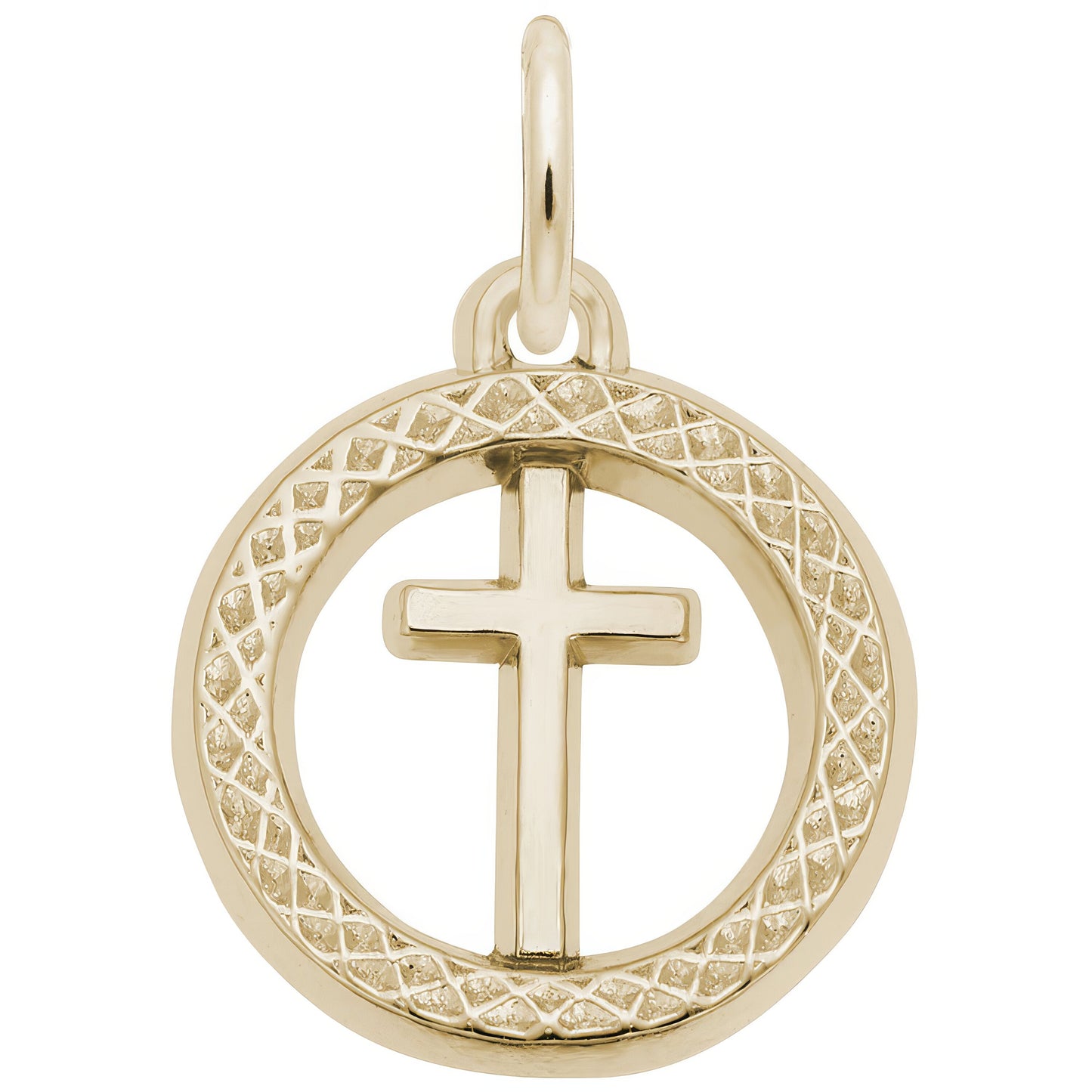 Small Cross in Ring Charm - Metal - Sterling Silver