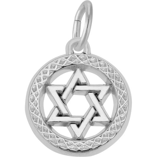 Faceted Star of David Charm - Metal - Sterling Silver