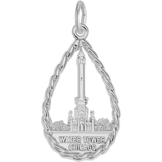 Chicago Water Tower Charm - Metal - Sterling Silver
