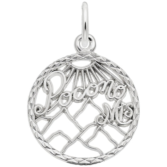 Pocono Mountains Faceted Charm - Metal - Sterling Silver