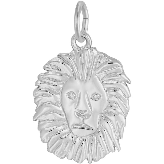 Lion Head Charm - Metal - Sterling Silver