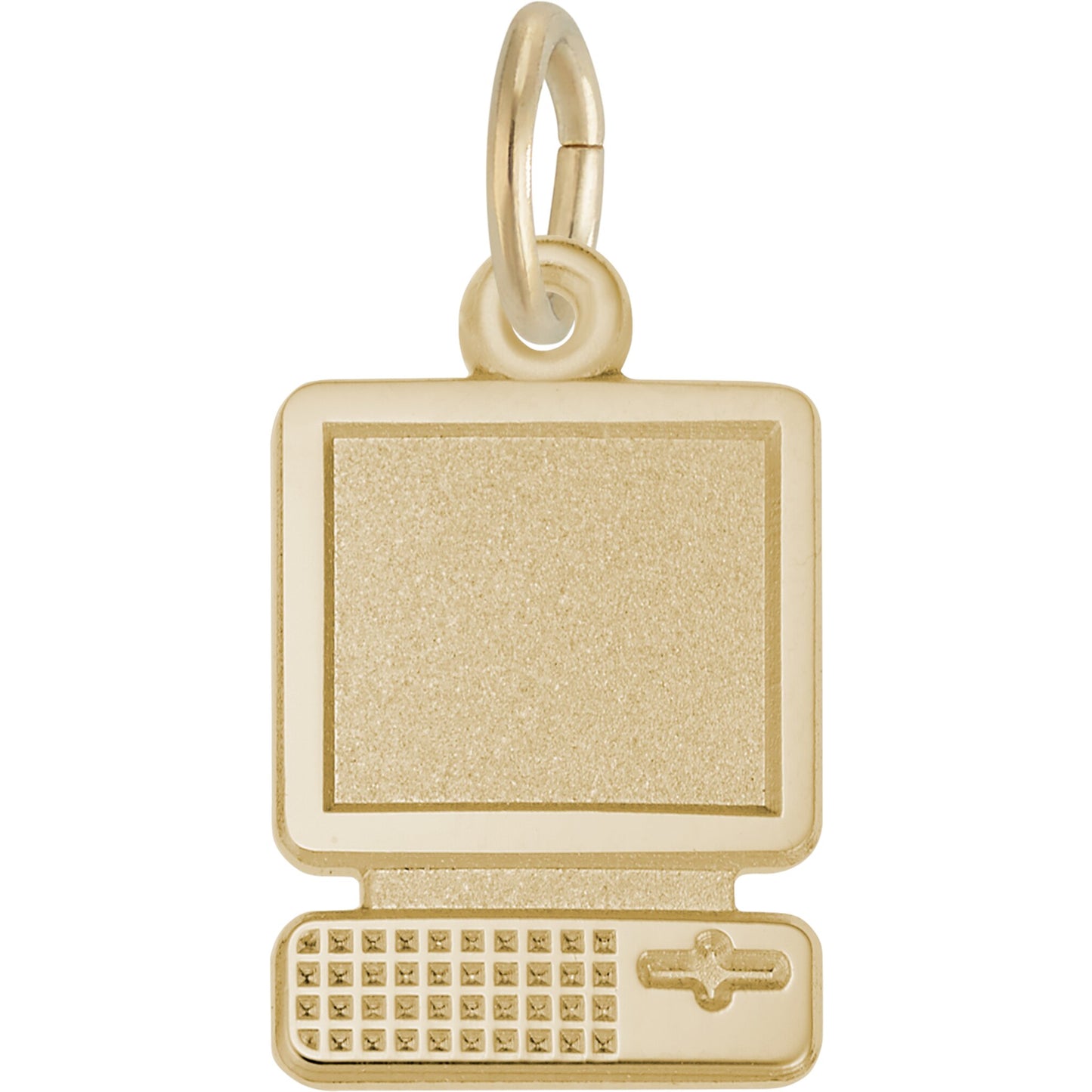 Flat Desktop Computer Charm - Metal - Sterling Silver