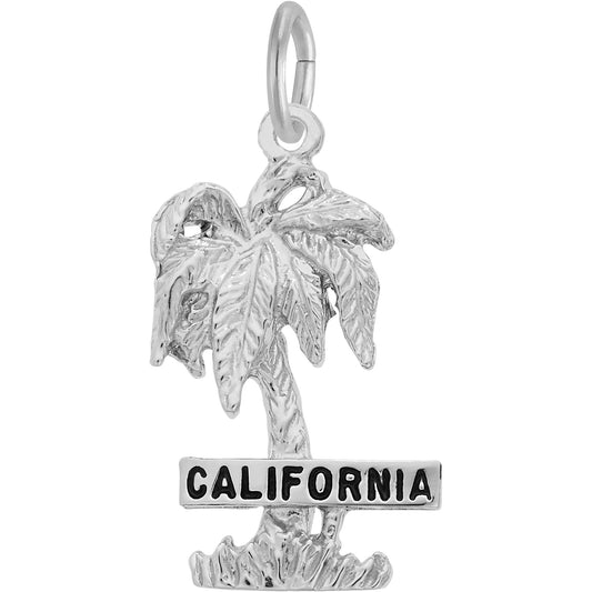 California Palm Tree Charm - Metal - Sterling Silver