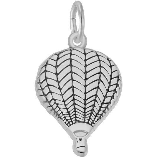Flat Hot Air Balloon Charm - Metal - Sterling Silver