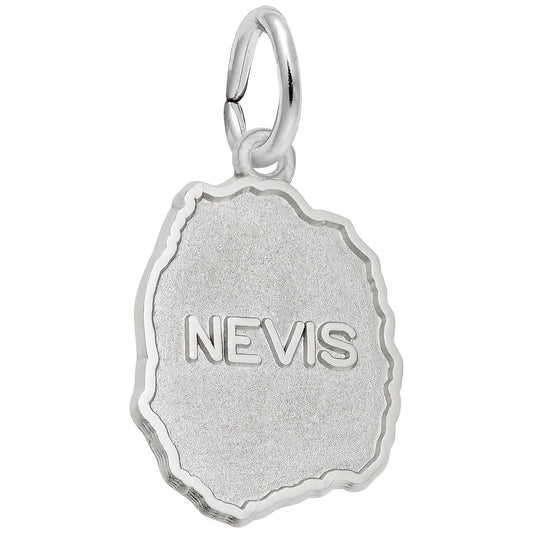 Nevis Map Charm - Metal - Sterling Silver