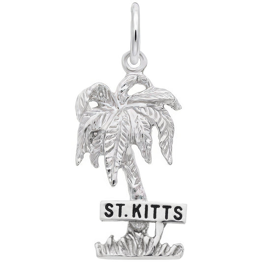 St. Kitts Palm Tree Charm - Metal - Sterling Silver