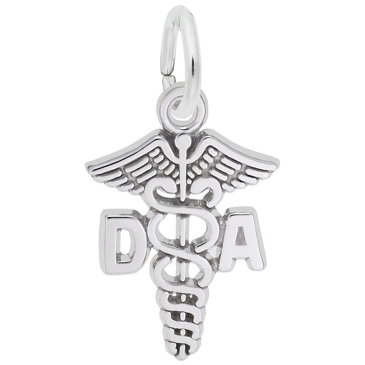 Dental Assistant Caduceus Charm - Metal - Sterling Silver