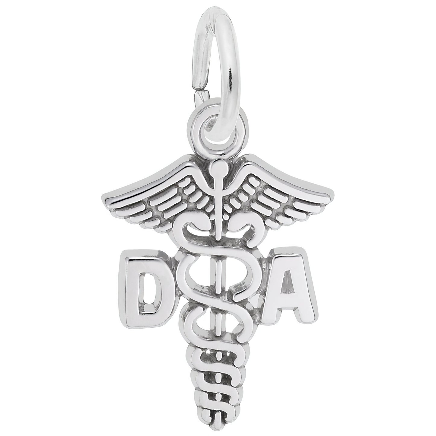 Dental Assistant Caduceus Charm - Metal - Sterling Silver