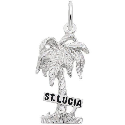 St. Lucia Palm Tree Charm - Metal - Sterling Silver