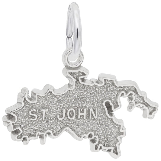 St. John Map Charm - Metal - Sterling Silver