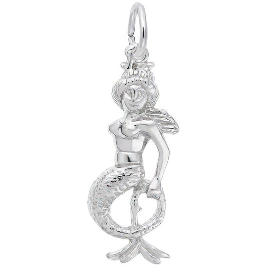Sterling Silver Mermaid Charm - 25mm x 11mm