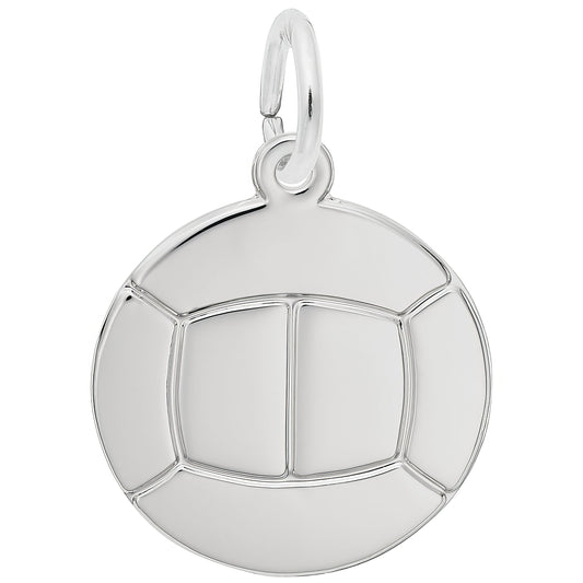 Flat Volleyball Charm - Metal - Sterling Silver