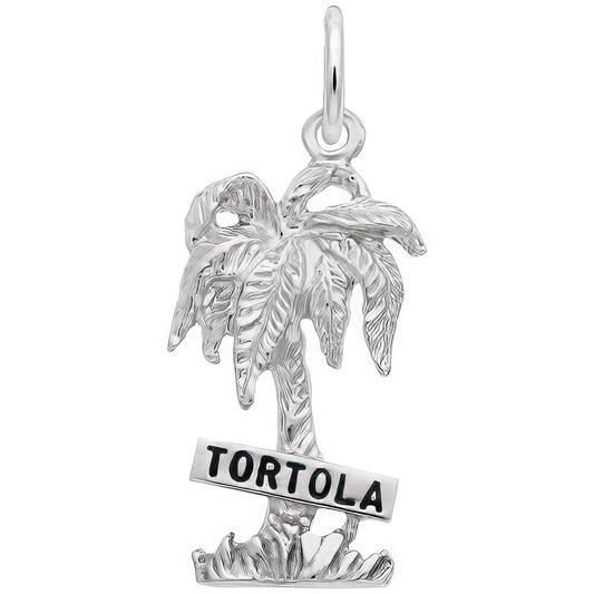 Tortola Palm Tree Charm - Metal - Sterling Silver
