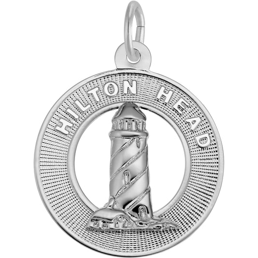 Hilton Head, SC Lighthouse Charm - Metal - Sterling Silver