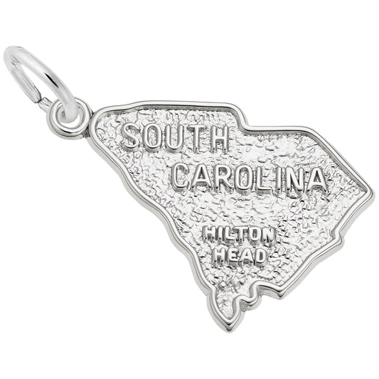 Hilton Head South Carolina Map Charm - Metal - Sterling Silver