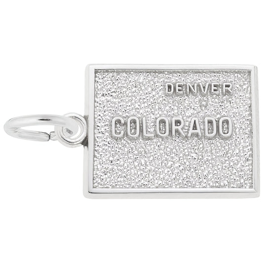 Denver Colorado Map Charm - Metal - Sterling Silver