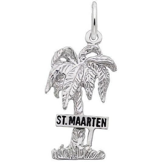 St. Maarten Palm Tree Charm - Metal - Sterling Silver