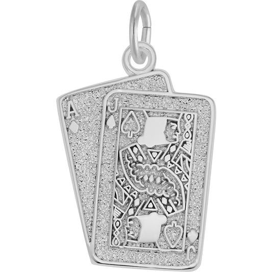Black Jack Charm - Metal - Sterling Silver