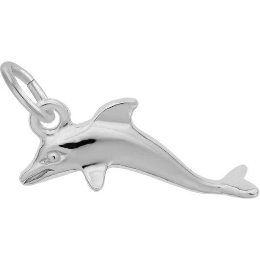 Swimming Dolphin Charm - Metal - Sterling Silver