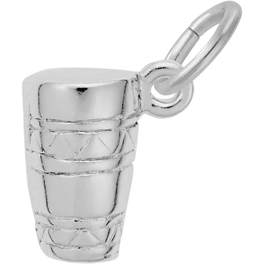 Bongo Drum Charm - Metal - Sterling Silver