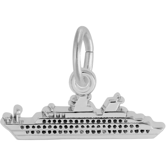 Small Ocean Liner Charm - Metal - Sterling Silver