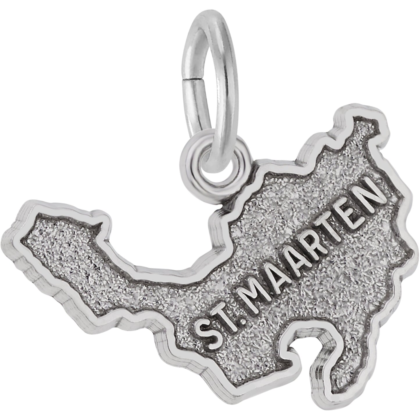 St. Maarten Map Charm - Metal - Sterling Silver
