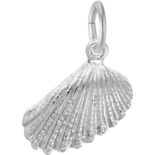 Angel Wing Shell Charm - Metal - Sterling Silver