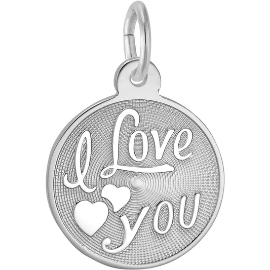 I Love You Medallion Charm - Metal - Sterling Silver