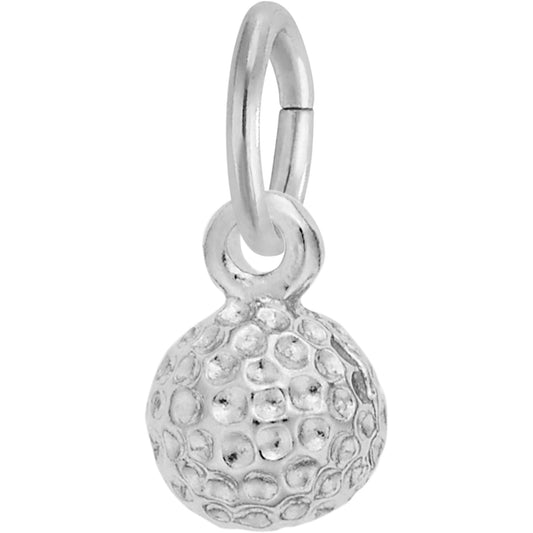 Detailed Golf Ball Charm - Metal - Sterling Silver