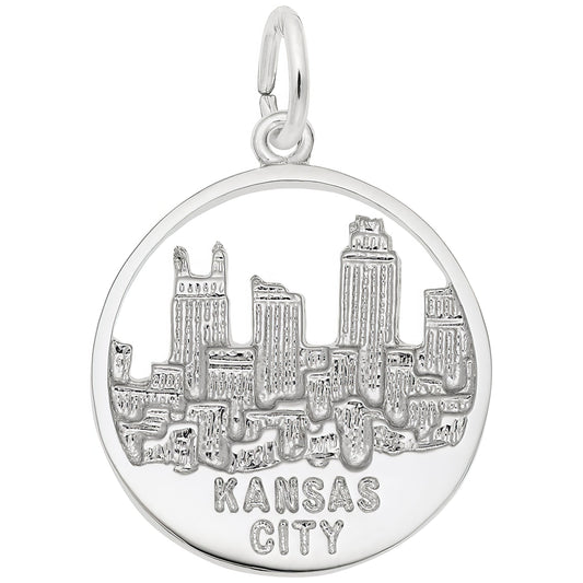 Kansas City Skyline Open Charm - Metal - Sterling Silver