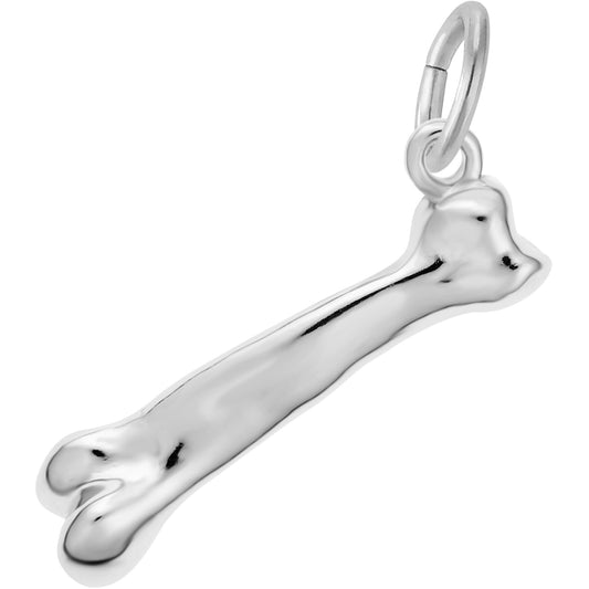 Classic Dog Bone Charm - Metal - Sterling Silver