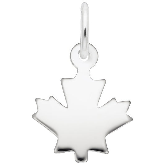 Classic Flat Maple Leaf Charm - Metal - Sterling Silver