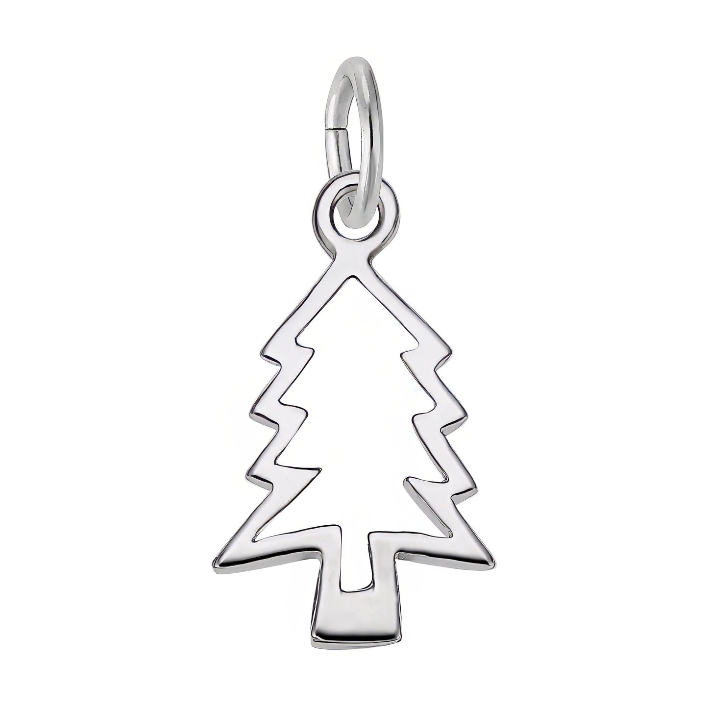 Christmas Tree Cut Out Charm - Metal - Sterling Silver