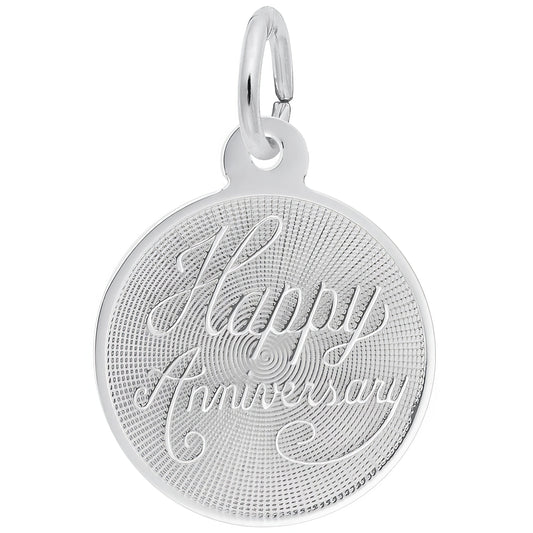 Small Happy Anniversary Charm - Metal - Sterling Silver
