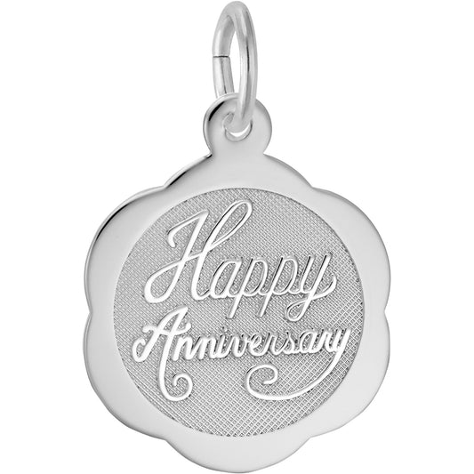 Happy Anniversary Charm - Metal - Sterling Silver
