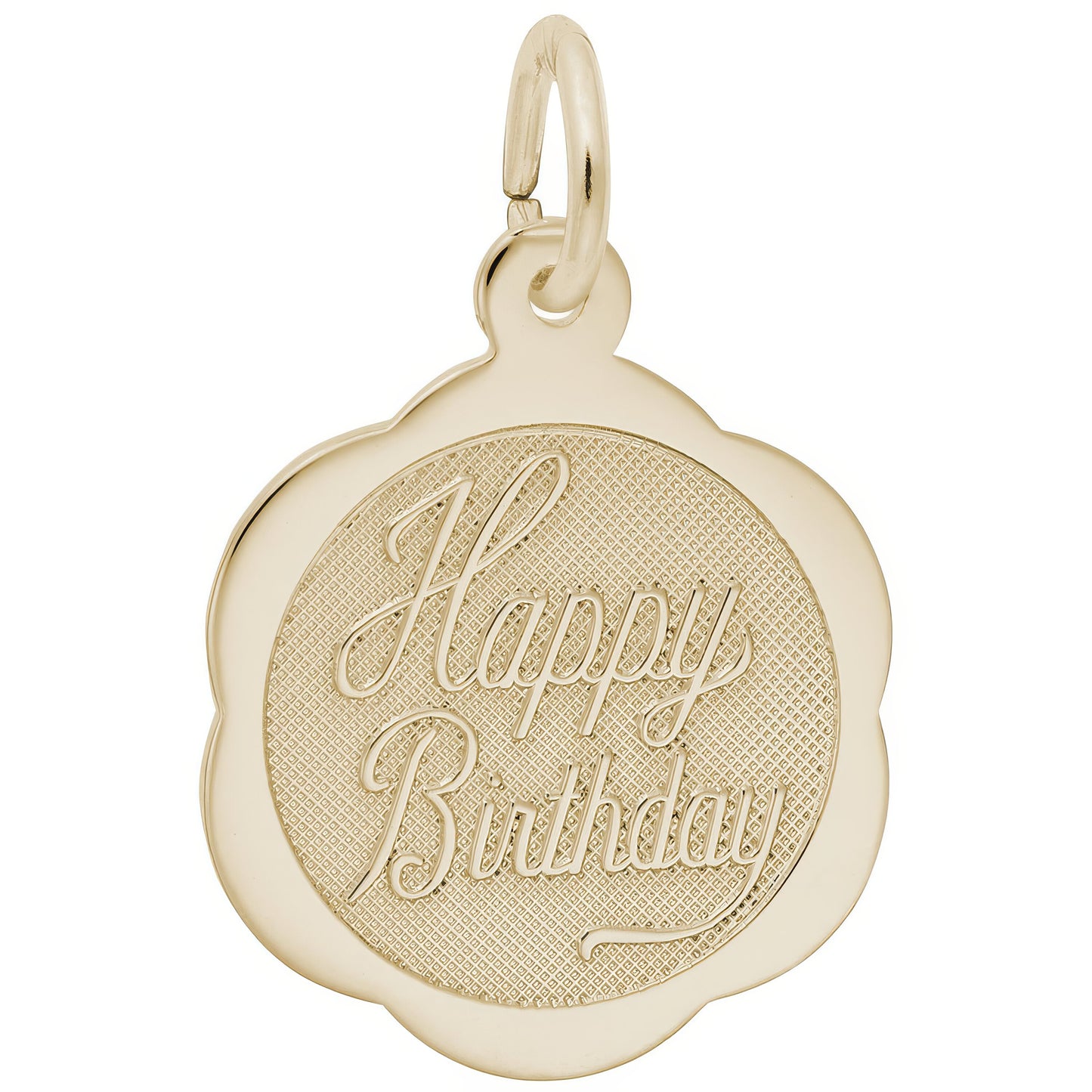 Sterling Silver Happy Birthday Scalloped Disc Charm